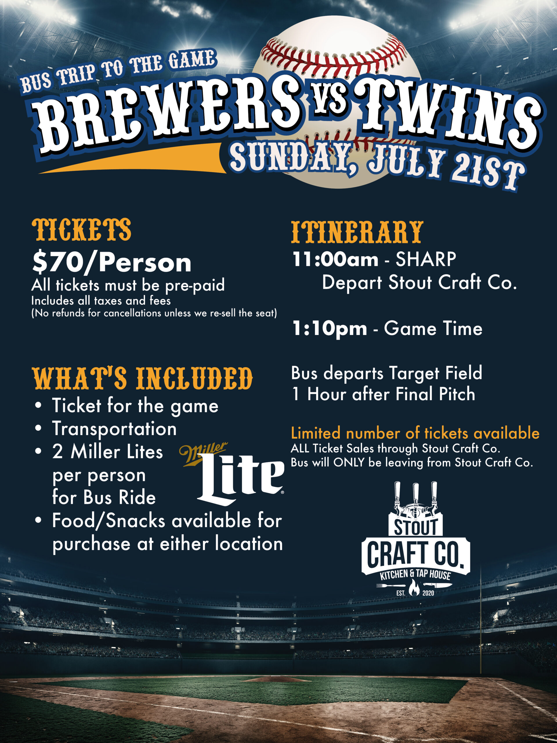 Brewers Twins Bus Trip Game